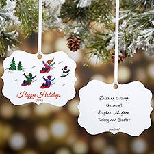 Personalized Sledding Family Metal Ornament by philoSophies - 25688
