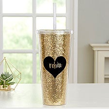 Heart of Gold Personalized 20oz Gold Glitter Tumblers - 25689