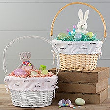 Bunny Treats Personalized Easter Basket With Drop-Down Handle - 25710