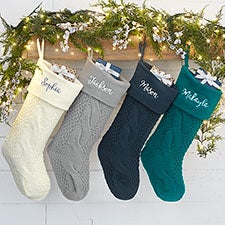 Personalized Modern Cable Knit Christmas Stockings - 25774