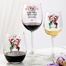 Personalized Christmas Best Friends Wine Glasses by philoSophies - 25799