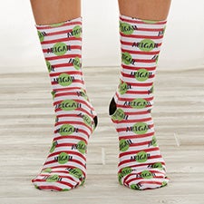 Christmas Stripes Personalized Socks for Adults - 25821