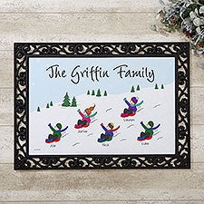 Christmas Sledding Family Personalized Doormats by philoSophies - 25824