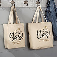 She Said Yes Personalized Canvas Tote Bags - 25840