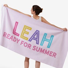 Girls Colorful Name Personalized Kids Beach Towels - 25890