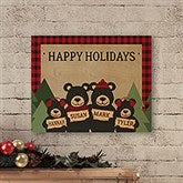 Holiday Bear Family Personalized Natural Wood Panel Wall Decor - 25913
