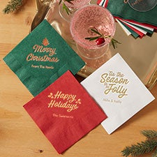 Personalized Christmas Cocktail Napkins - 25941D