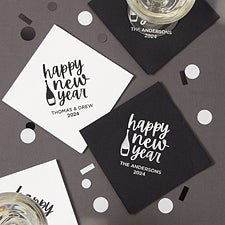 Happy New Year Personalized Premium Cocktail Napkins - 25952D