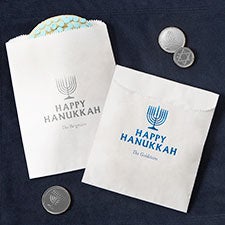 Happy Hanukkah Personalized Party Favor Bags - 25964D