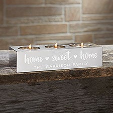 Home Sweet Home Personalized 3 Tea Light Candle Holder - 25990