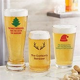 Personalized Christmas Icon Beer Glasses - 25995