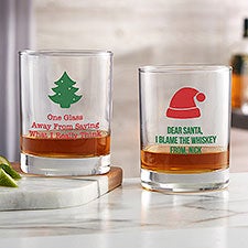 Personalized Christmas Icon Whiskey Glasses - 25996