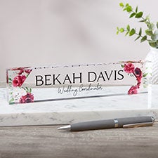 Personalized Floral Acrylic Desk Name Plates - 26013