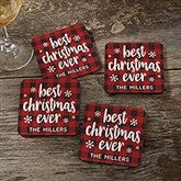 Cozy Cabin Personalized Christmas Coasters - 26032
