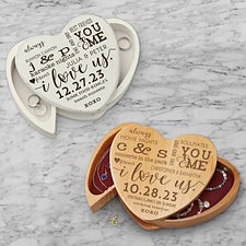 I Love Us Engraved Wood Heart Shaped Jewelry Box - 26074