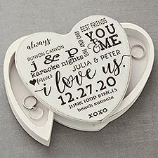 I Love Us Engraved Wood Heart Shaped Jewelry Box - 26074