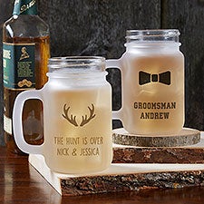 Personalized Groomsman Frosted Mason Jar Glasses - 26109