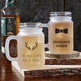Personalized Groomsman Frosted Mason Jar Glasses - 26109