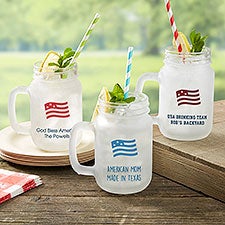 Personalized Patriotic Frosted Mason Jar Glasses - 26115