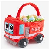 Fire Truck Embroidered Plush Easter Basket - 26151