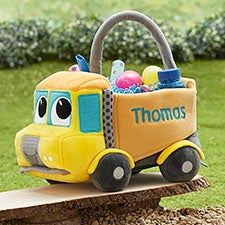 Construction Truck Embroidered Plush Easter Basket - 26153