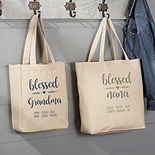 Blessed Grandma Personalized Canvas Tote Bags - 26158
