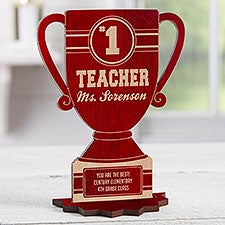 #1 Teacher Personalized Trophy Wood Keepsake - 26166