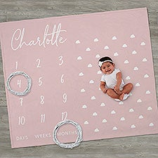 Pink, Simple  Sweet Personalized Baby Milestone Blanket - 26217