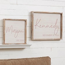 Simple & Sweet Personalized Baby Girl Barnwood Frame Wall Art - 26224