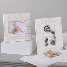 Simple & Sweet Personalized Shiplap Baby Girl Picture Frame - 26225