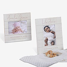 Simple  Sweet Personalized Shiplap Baby Girl Picture Frame - 26225