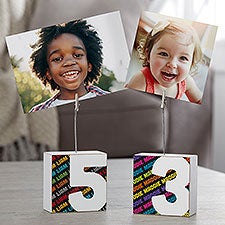 Birthday Kid Personalized Photo Clip Holder Block - 26290
