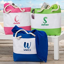 Ombre Initial Embroidered Beach Totes - 26300