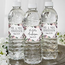 Plum Colorful Floral Personalized Wedding Water Bottle Labels - 26342