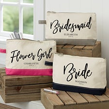 Classic Elegance Personalized Bridal Party Makeup Bags - 26374