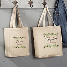 Laurels of Love Personalized Bridal Party Canvas Tote Bags - 26427