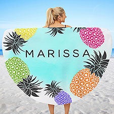 Pineapple Party Personalized Round Beach Towel - 26429