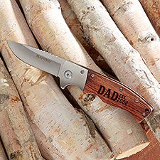 Dad Established Personalized Wood Handle Folding Knife - 26442