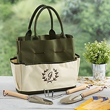 Floral Wreath Personalized Garden Tote  Tools - 26536