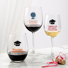 Personalized Graduation Wine Glasses - Choose Your Icon - 26568