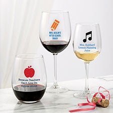 Personalized Teacher Wine Glasses - Choose Your Icon - 26574