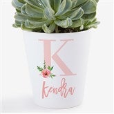 Floral Initial Personalized Mini Flower Pot - 26695