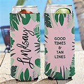 Palm Leaves Personalized Slim Can Cooler - 26726