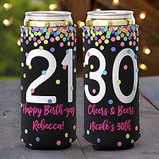 Birthday Confetti Personalized Slim Can Cooler - 26728
