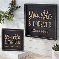 You, Me & Forever Personalized Distressed Black Wood Wall Art - 26767