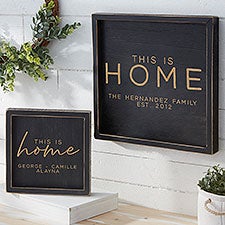 This is Home Personalized Distressed Black Wood Frame Wall Art - 26772