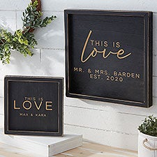 This is Love Personalized Distressed Black Wood Frame Wall Art - 26776