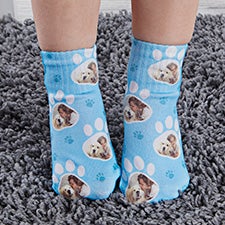 Paw Print Personalized Toddler Dog Photo Socks - 26835