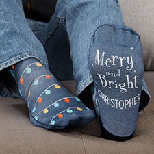 Merry & Bright Personalized Adult Christmas Socks - 26906