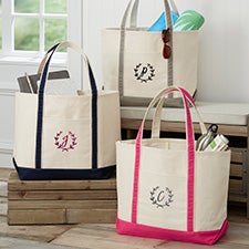 Floral Wreath Embroidered Weekender Totes - 27002